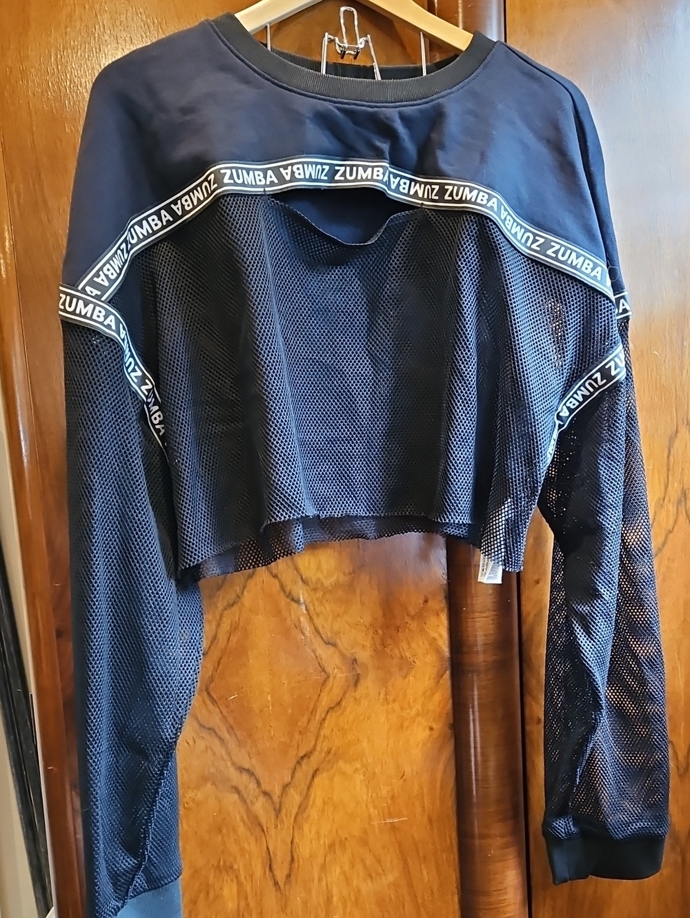 Zumba Fitness Black Mesh Cropped Long-Sleeve Pullover Size XXL
